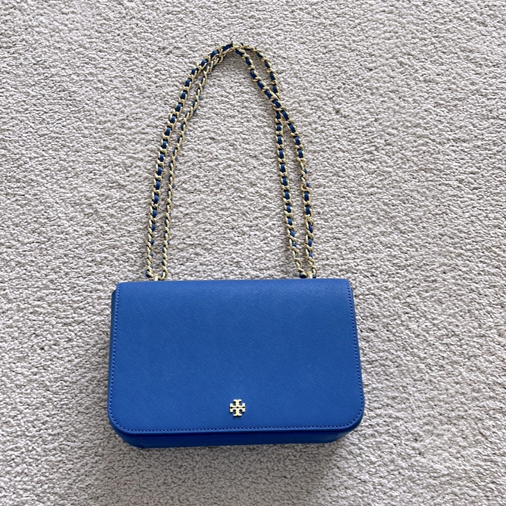 Tory Burch royal blue gold chain crossbody